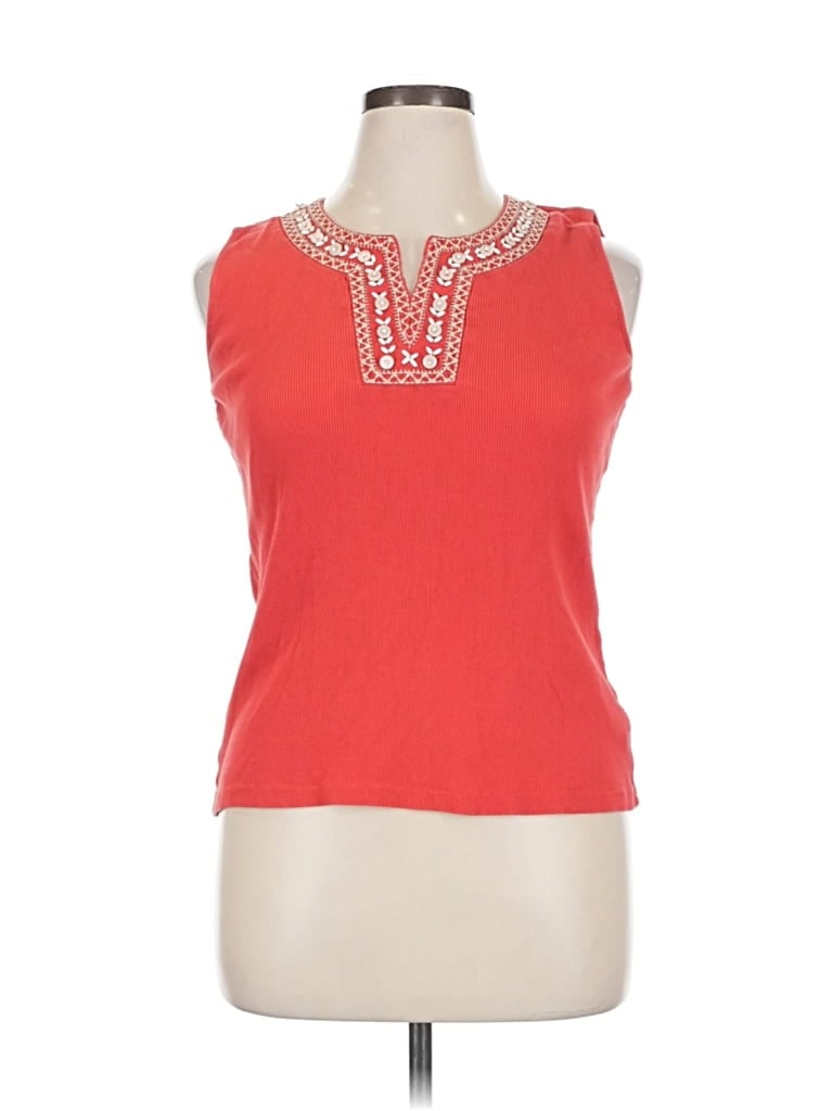 Pre-owned Jm Collection Sleeveless Top Orange Keyhole Neckline Tops