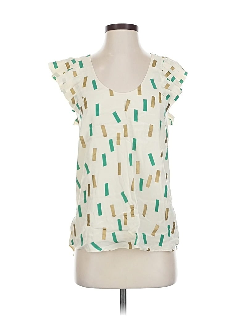 Pre-owned Lauren Moffatt Short Sleeve Blouse In White