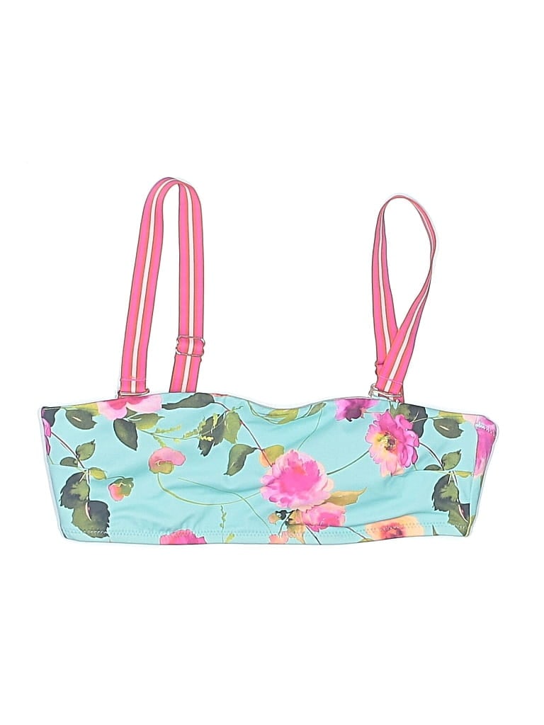 Pre-owned Nanette Lepore Swimsuit Top Blue Floral Pattern Swimwear