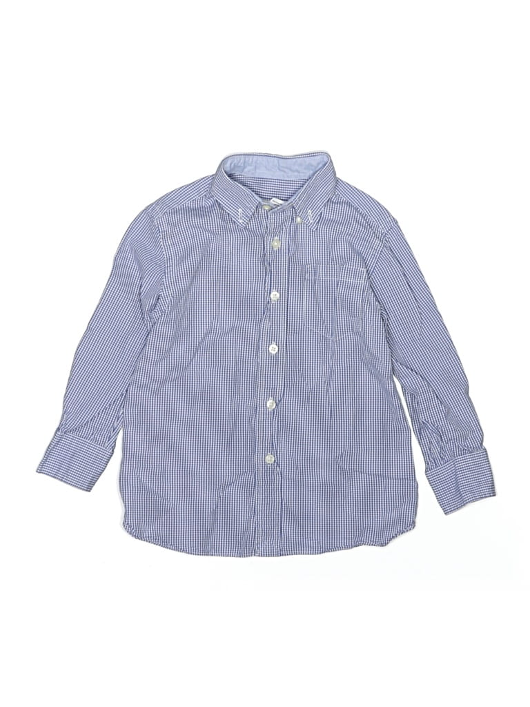 Pre-owned Crewcuts Kids' Long Sleeve Button Down Shirt In Blue