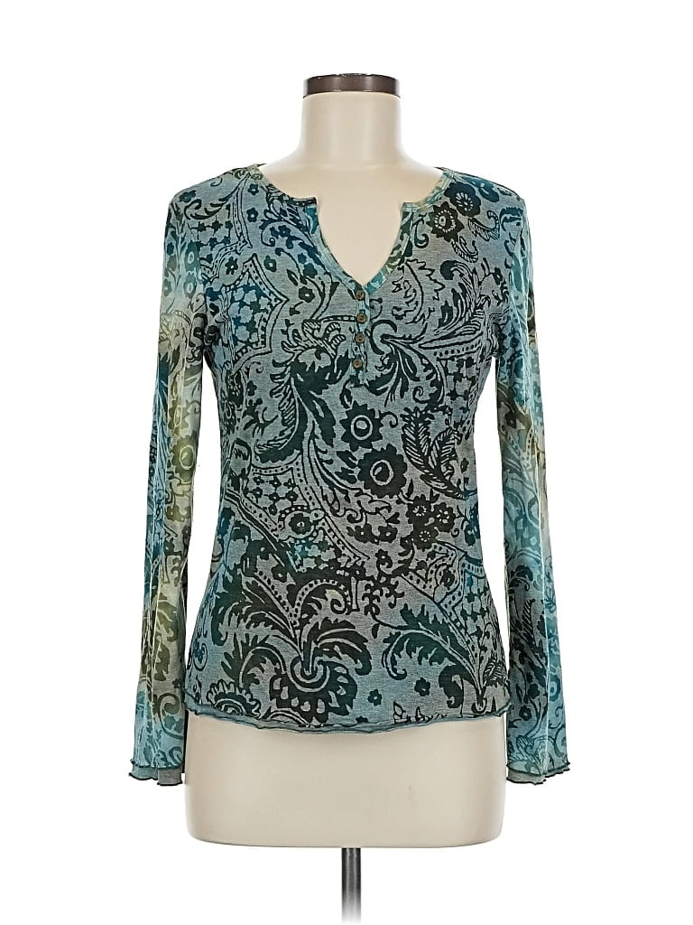 Pre-owned Sno Skins Long Sleeve Blouse In Blue