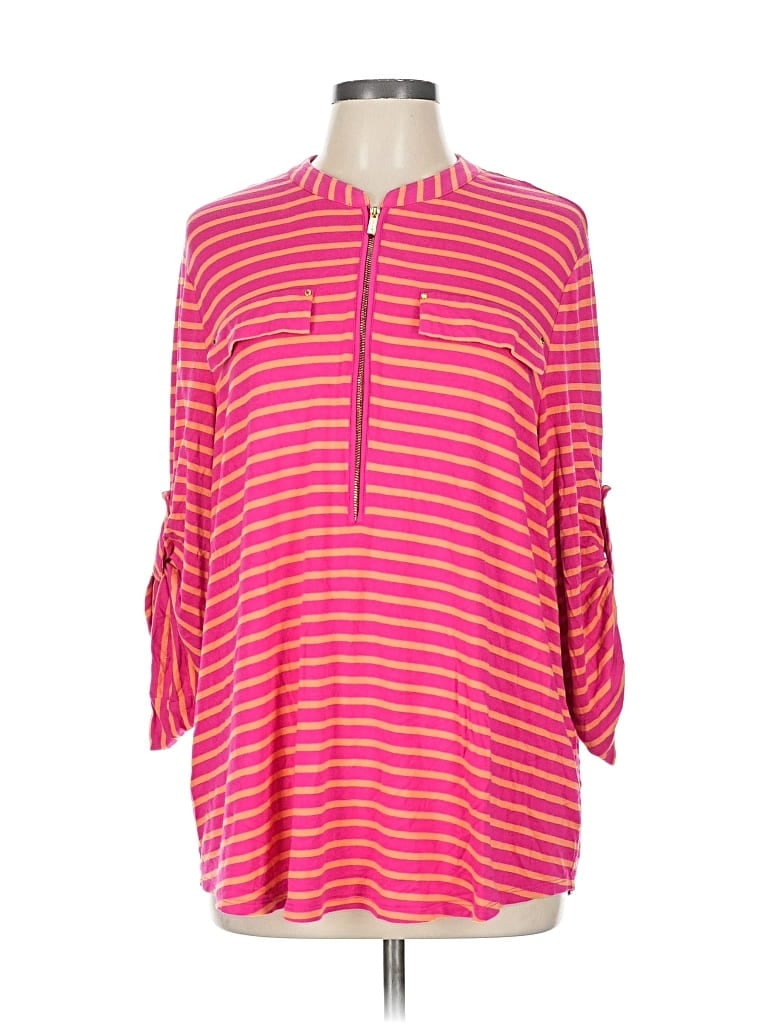 Pre-owned Calvin Klein 3/4 Sleeve T-shirt In Pink