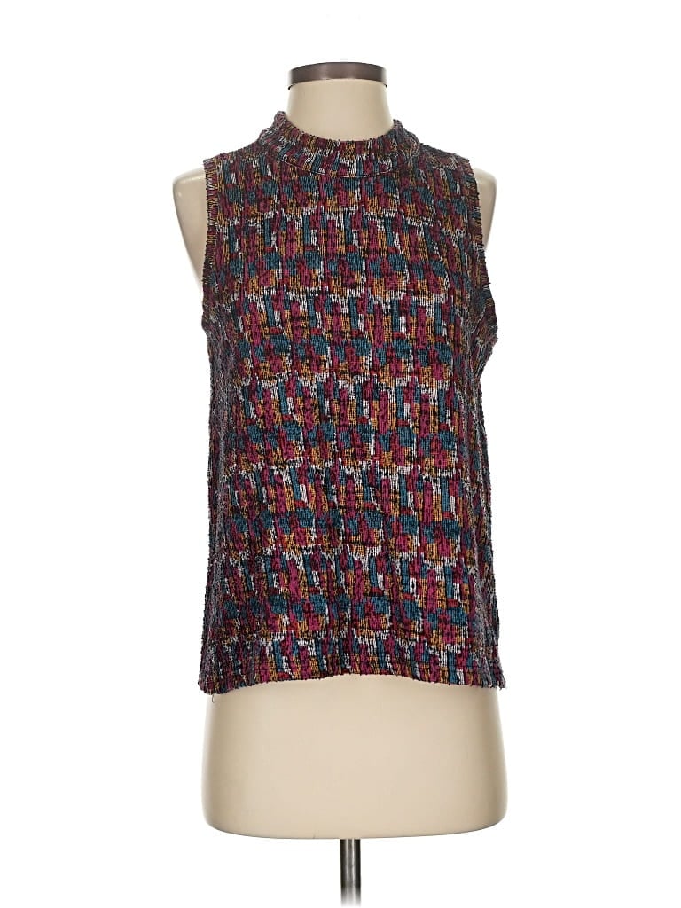 Pre-owned Anthropologie Sleeveless Blouse In Burgundy