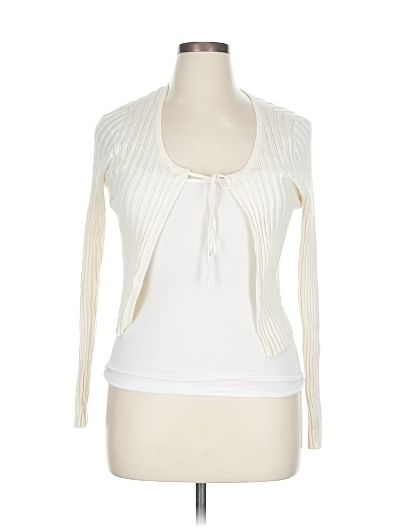 NO COMMENT Pre-owned Cardigan Sweater In White