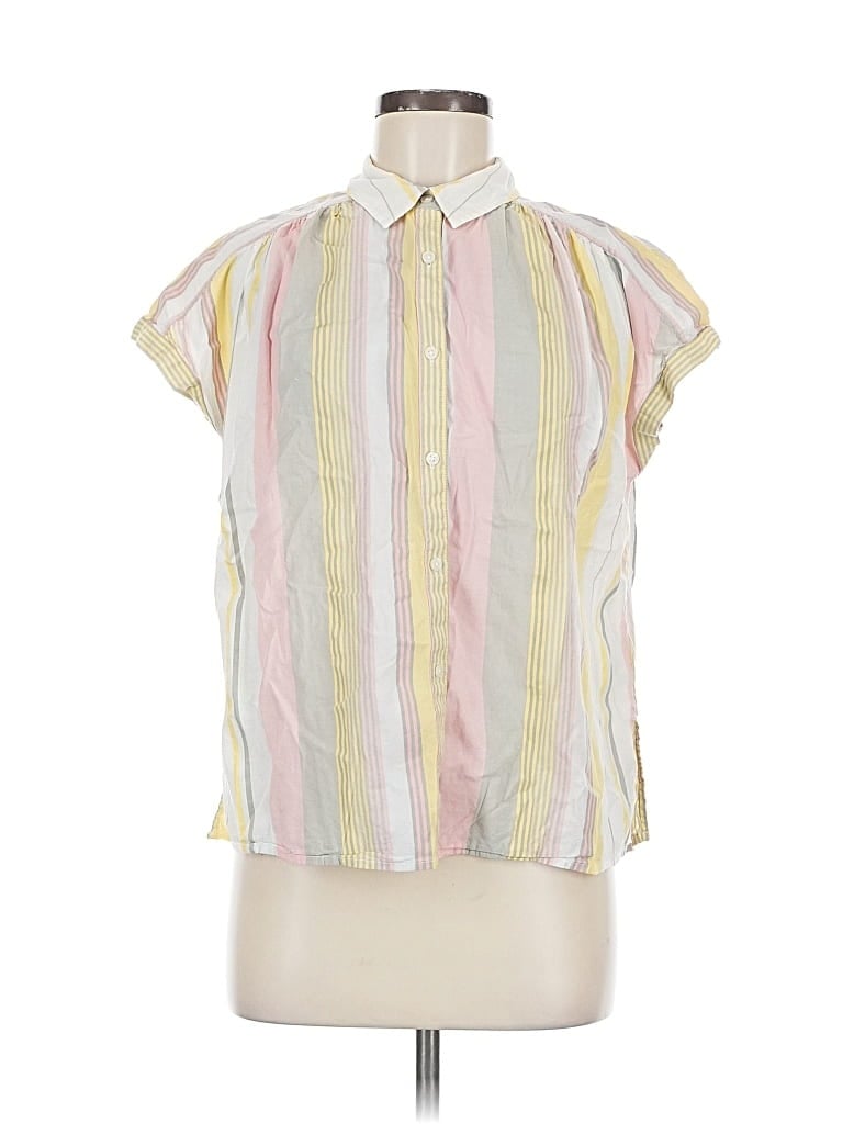 Pre-owned Lucky Brand Short Sleeve Blouse In Yellow