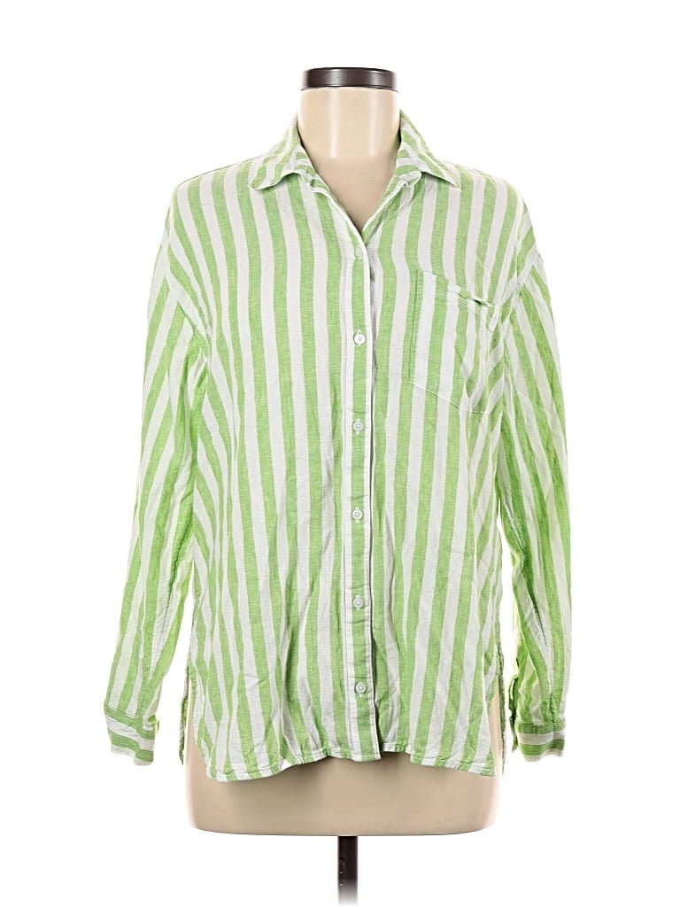 Pre-owned Old Navy Long Sleeve Button Down Shirt In Green