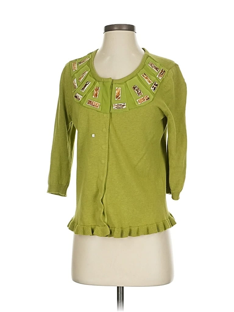 Pre-owned Soft Surroundings Cardigan Sweater In Green