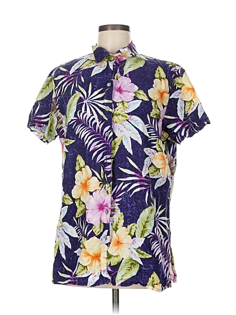 CHICO'S DESIGN Pre-owned Short Sleeve Button Down Shirt In Purple