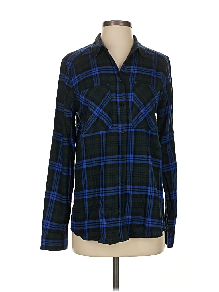 Pre-owned Express Long Sleeve Button Down Shirt In Blue