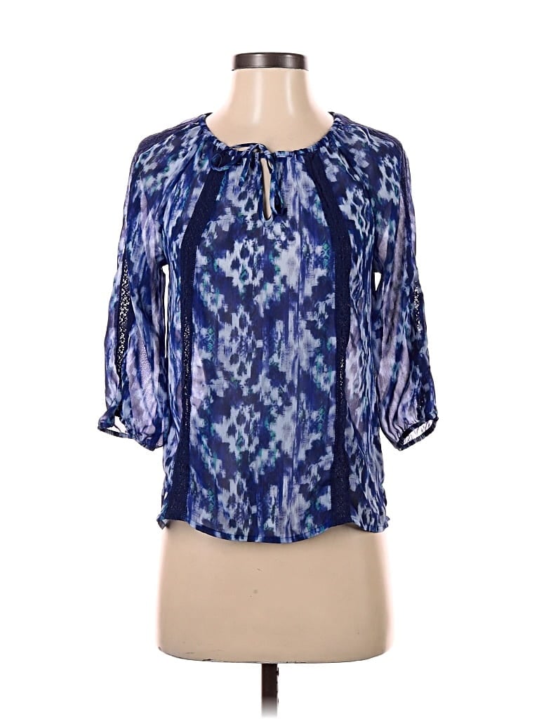 Pre-owned Express 3/4 Sleeve Blouse In Blue