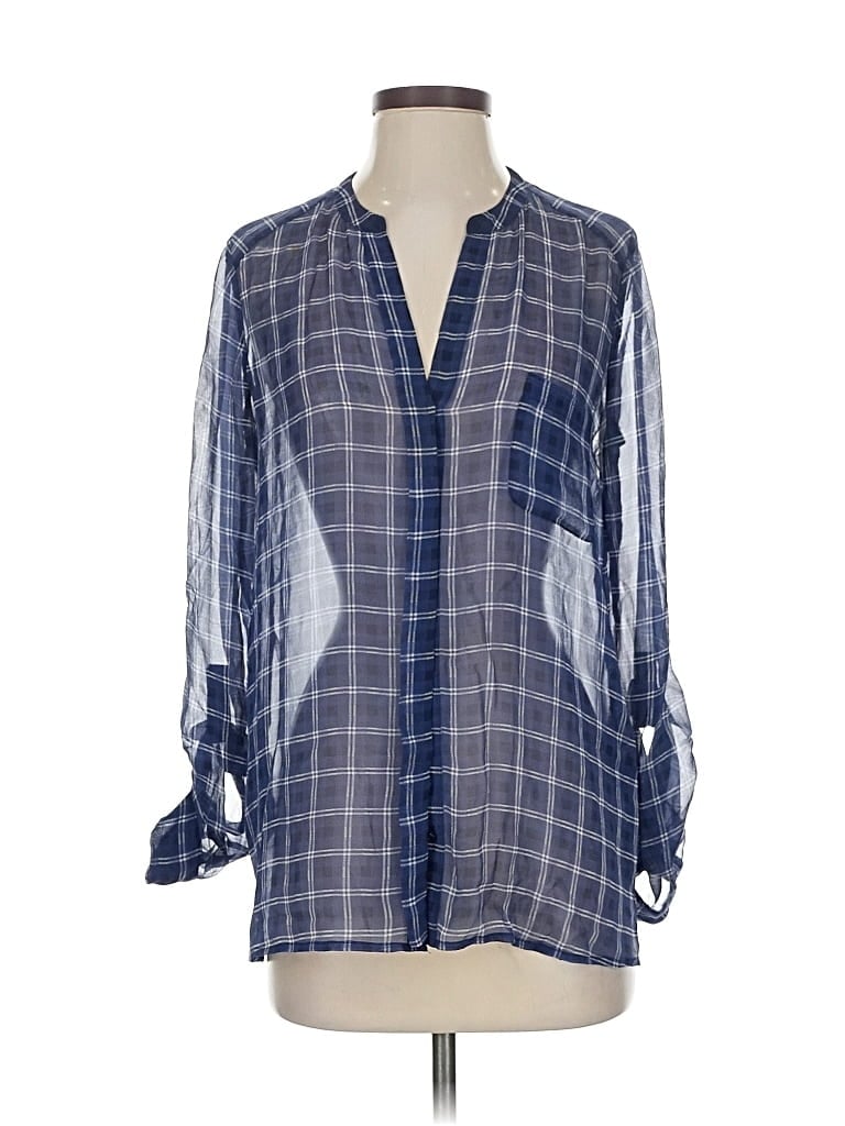 Pre-owned Joie 3/4 Sleeve Silk Top Blue V Neck Tops