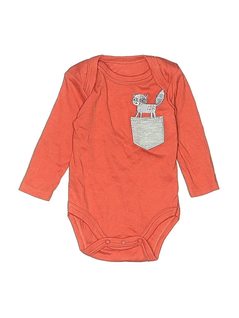 Pre-owned Duck Duck Goose Babies' Long Sleeve Onesie In Orange