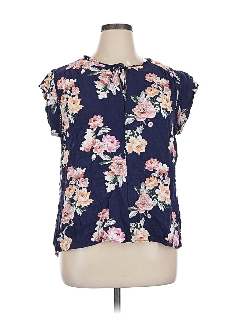 Pre-owned Buffalo By David Bitton Short Sleeve Blouse In Blue