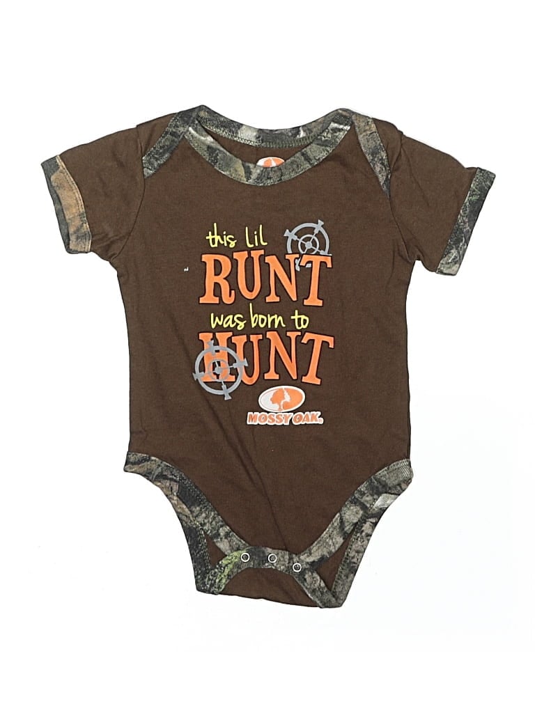 Click to view more detailed imagery on our partner's website Pre-owned Mossy Oak Babies' Short Sleeve Onesie In Brown