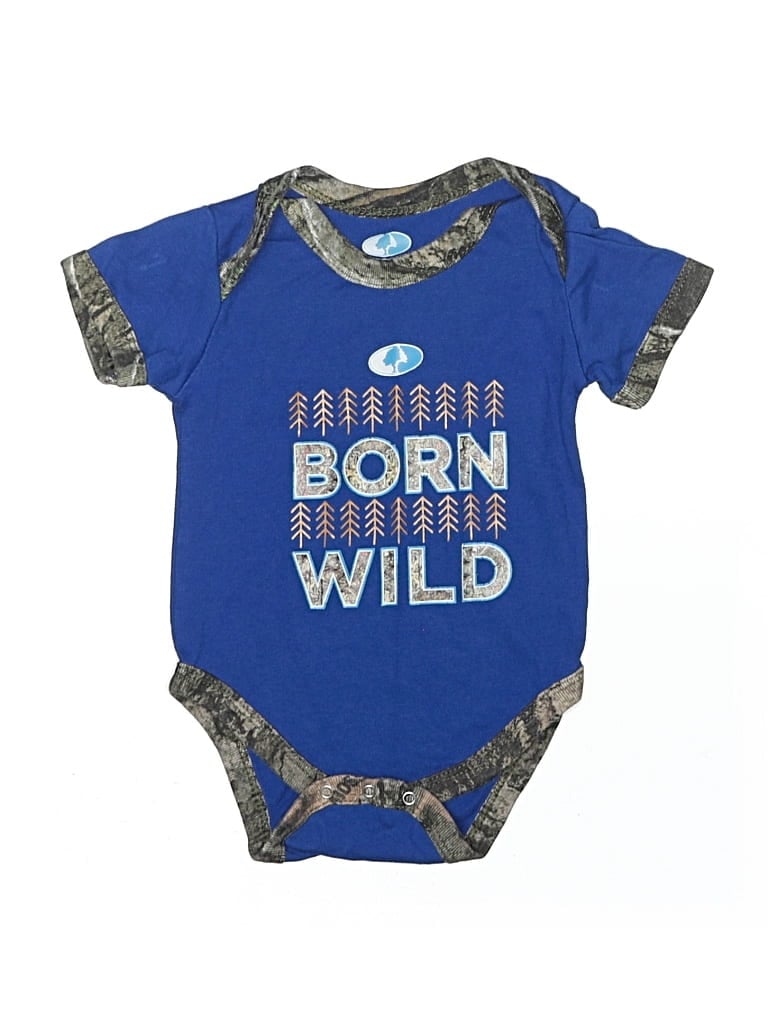 Click to view more detailed imagery on our partner's website Pre-owned Mossy Oak Babies' Short Sleeve Onesie In Blue
