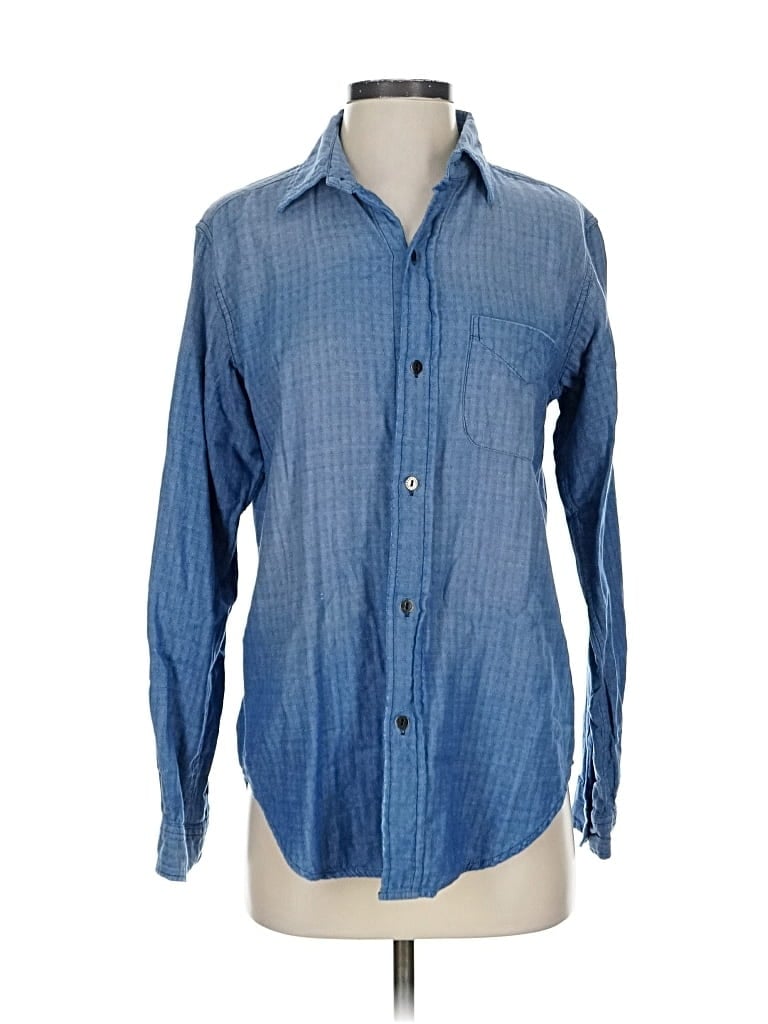 Pre-owned Current Elliott Long Sleeve Button Down Shirt In Blue