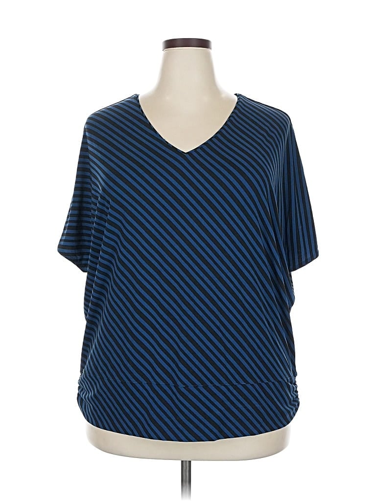Pre-owned Lane Bryant Short Sleeve Top Blue V Neck Tops