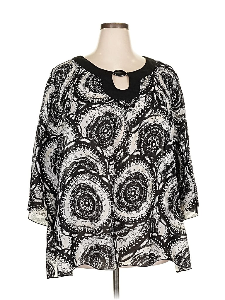 Pre-owned Essentials 3/4 Sleeve Blouse In Black