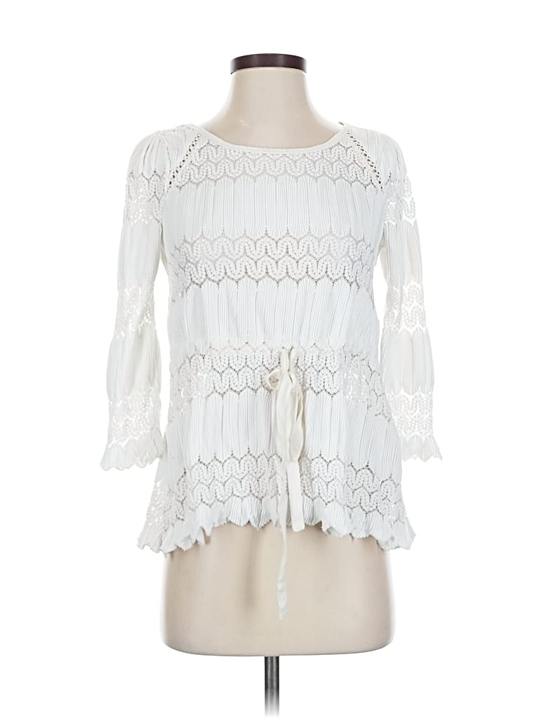 Pre-owned Free People 3/4 Sleeve Blouse In White