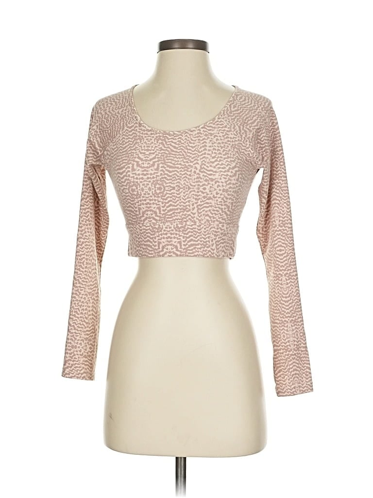 Pre-owned Varley 3/4 Sleeve Top Tan Square Neckline Tops In Brown