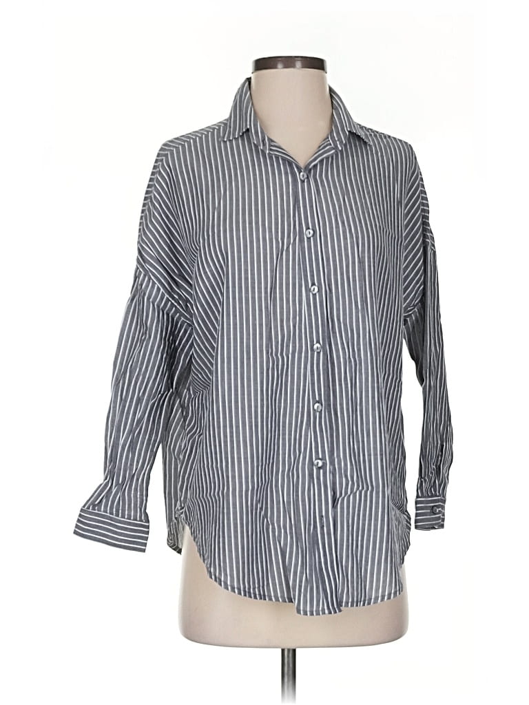 Pre-owned A Shirt Thing 3/4 Sleeve Button Down Shirt In Gray