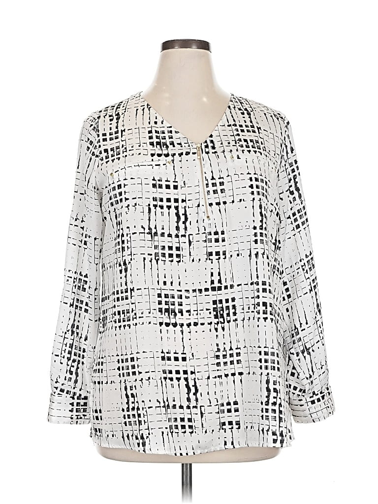 Pre-owned Apt. 9 Long Sleeve Blouse In Silver