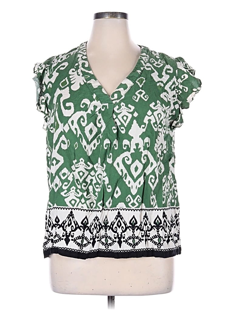 Pre-owned Haute Hippie Short Sleeve Blouse In Green