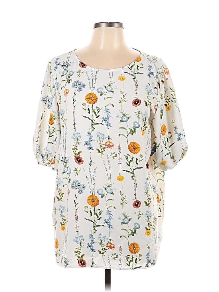 Pre-owned Remade Short Sleeve Blouse In White