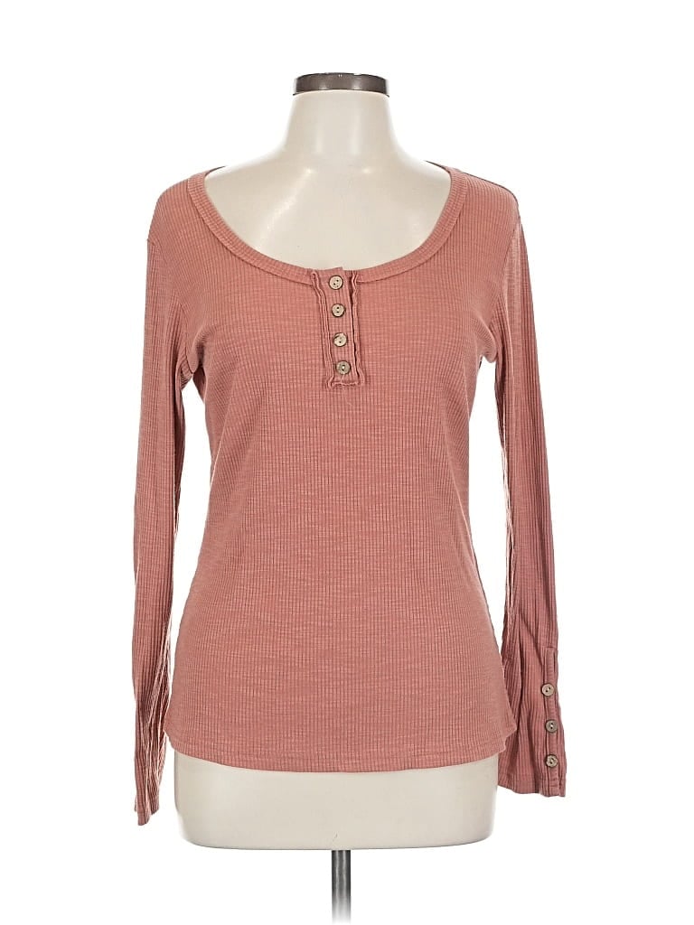Pre-owned Unbranded Long Sleeve Henley Shirt In Pink