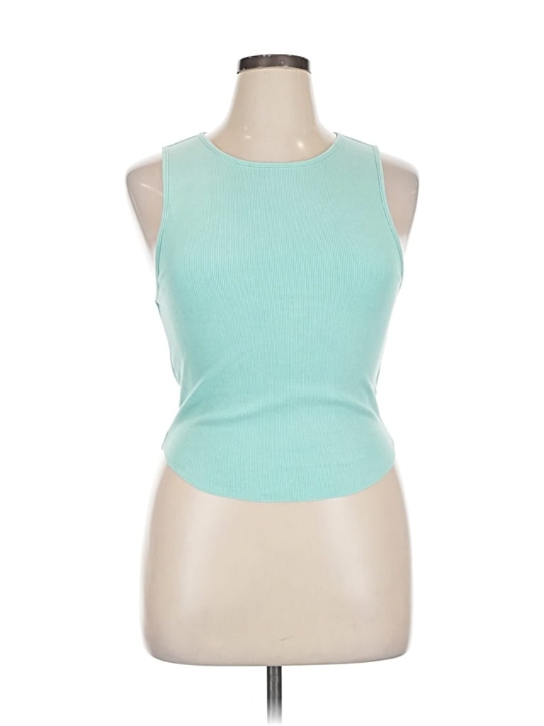 Click to view more detailed imagery on our partner's website Pre-owned American Eagle Outfitters Tank Top Teal Halter Neckline Tops In Blue