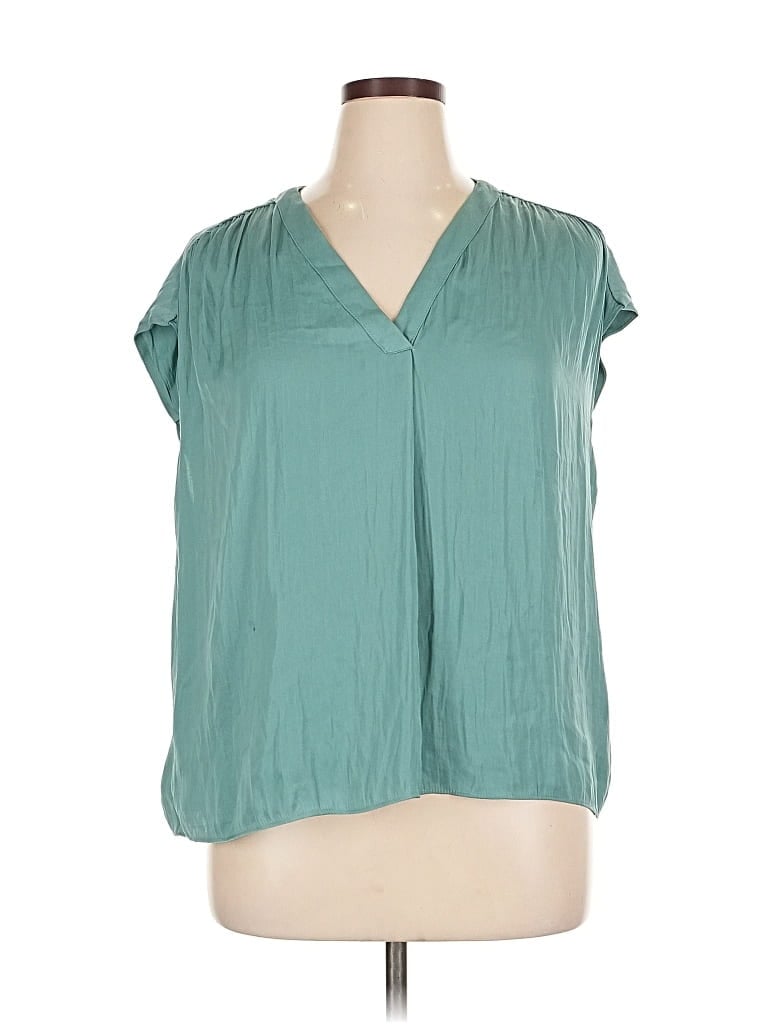 Pre-owned Rachel Rachel Roy Short Sleeve Blouse In Blue