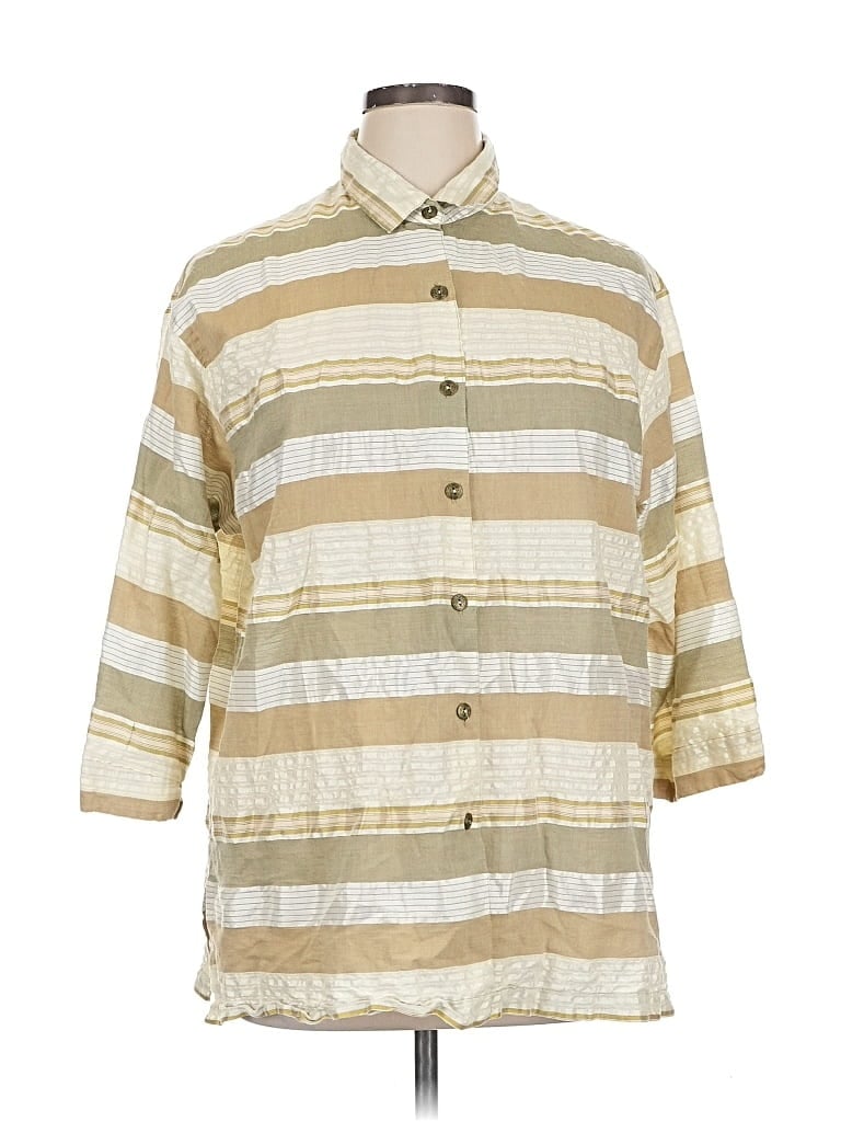 Pre-owned Assorted Brands 3/4 Sleeve Button Down Shirt In Gold