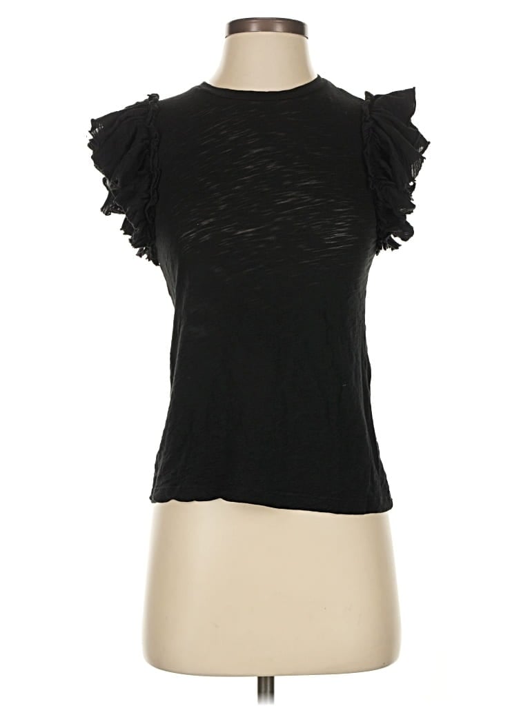 Click to view more detailed imagery on our partner's website Pre-owned Goldie Short Sleeve Top Black Ruffles Neckline Tops
