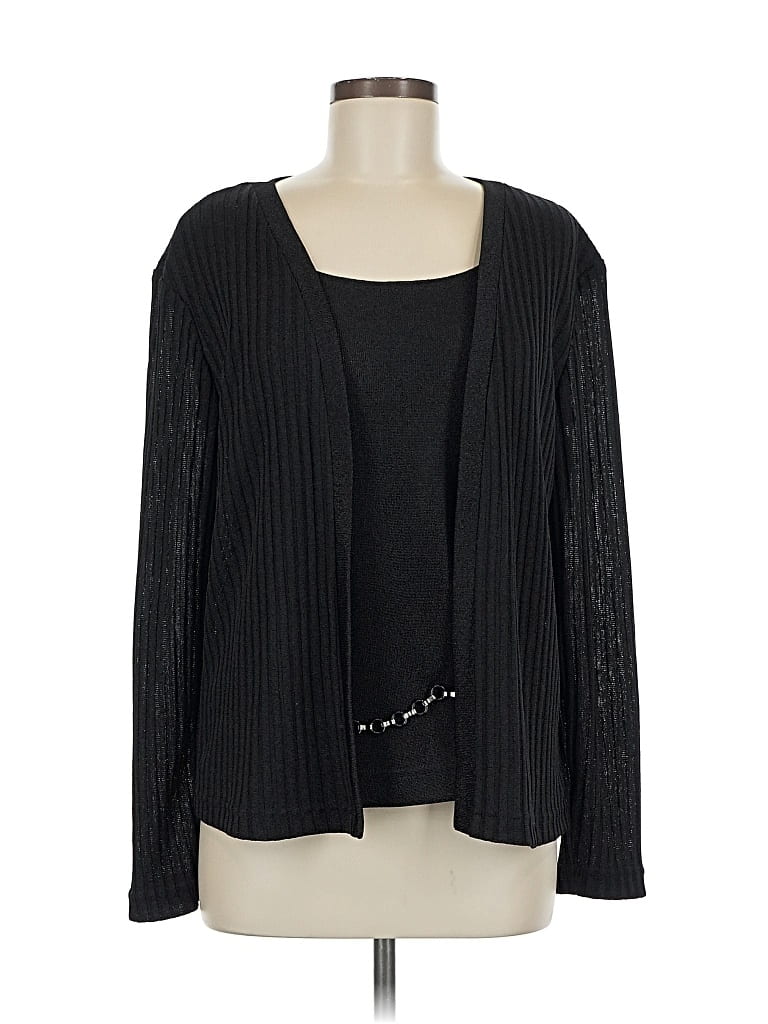 Pre-owned Perceptions Cardigan Sweater In Black