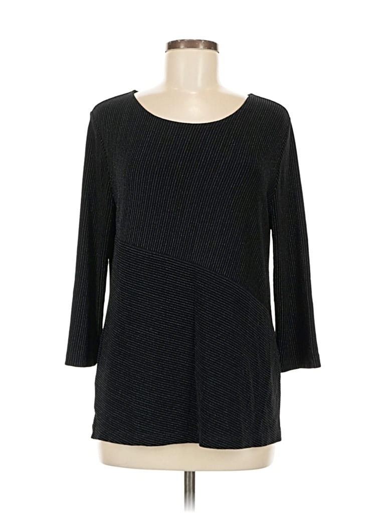 Pre-owned Travelers By Chico's 3/4 Sleeve Top Black Boatneck Tops