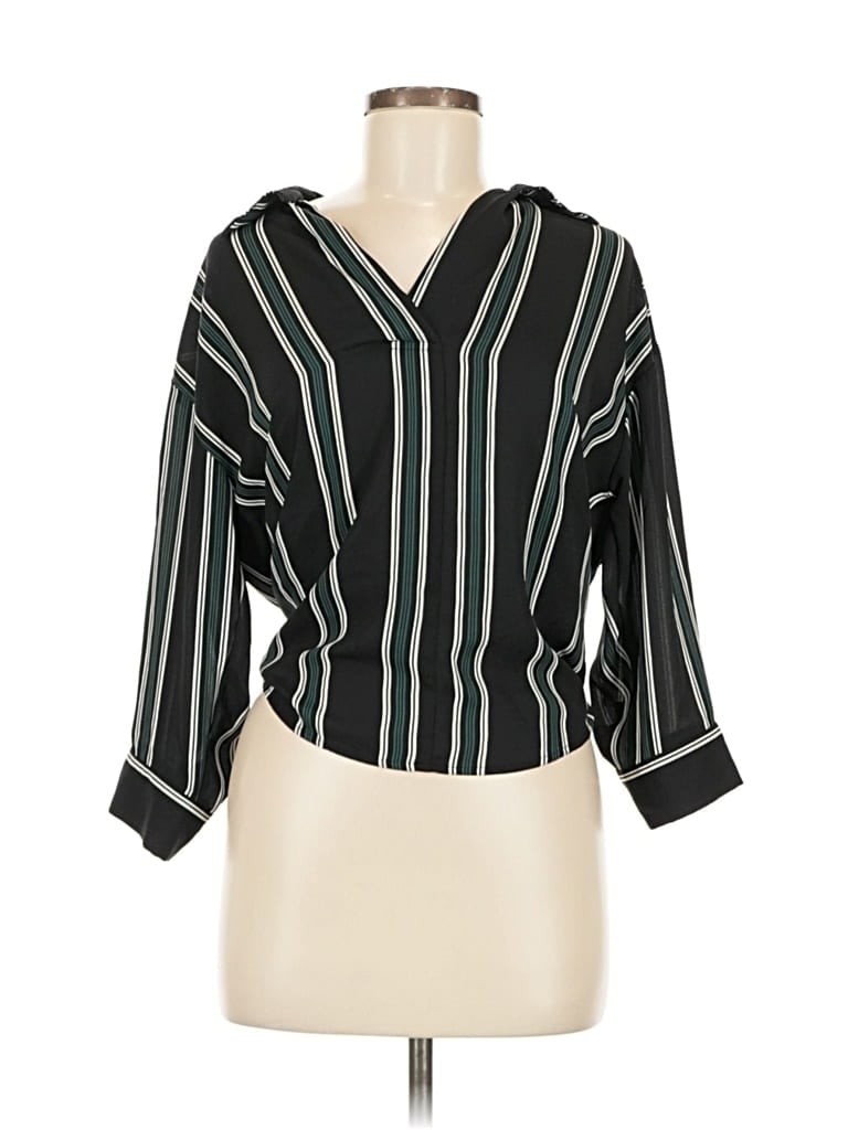 Pre-owned Forever 21 Contemporary 3/4 Sleeve Blouse In Black