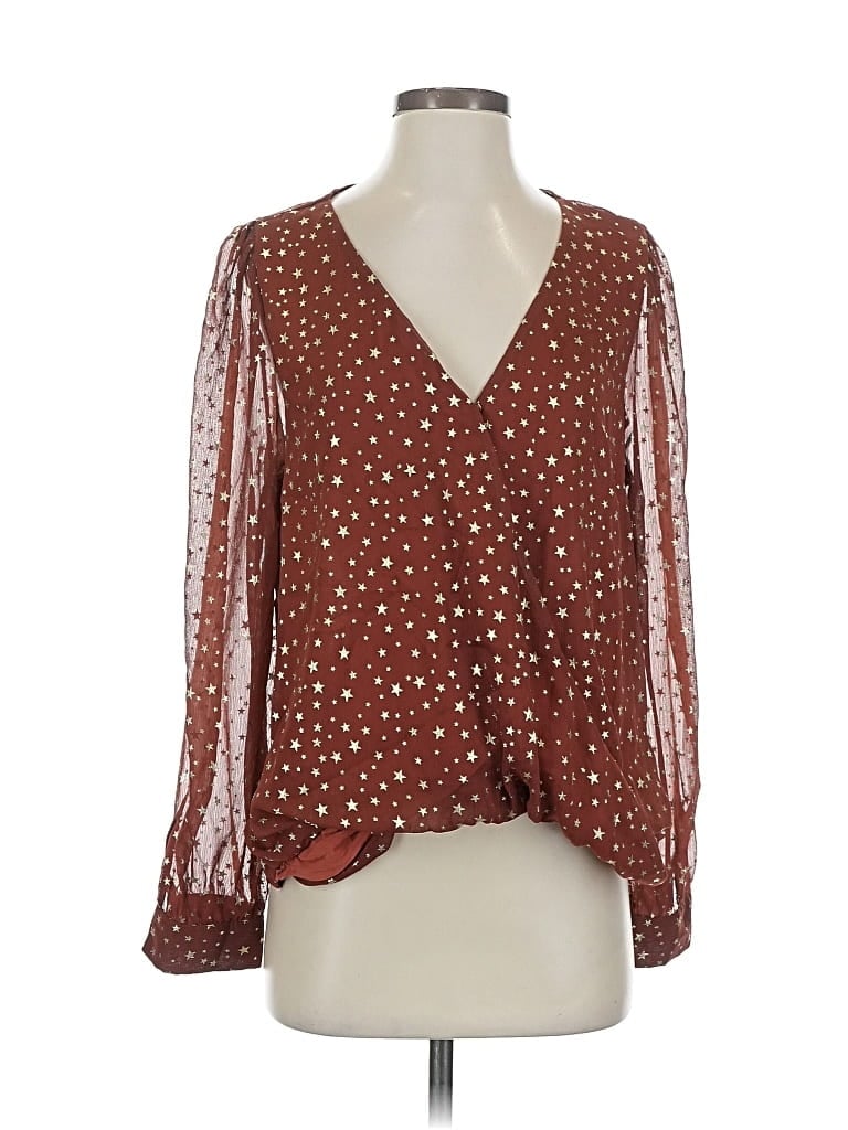 WILD HONEY Pre-owned 3/4 Sleeve Blouse In Brown