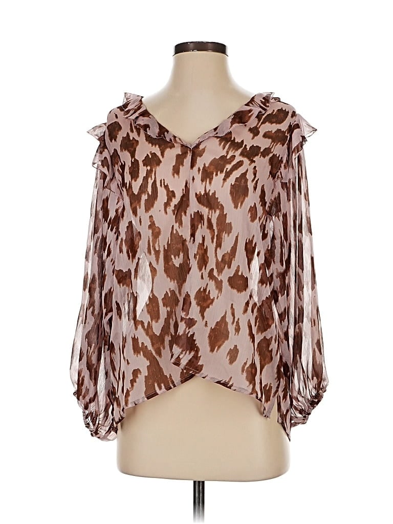 Click to view more detailed imagery on our partner's website Pre-owned Grade & Gather 3/4 Sleeve Blouse In Brown