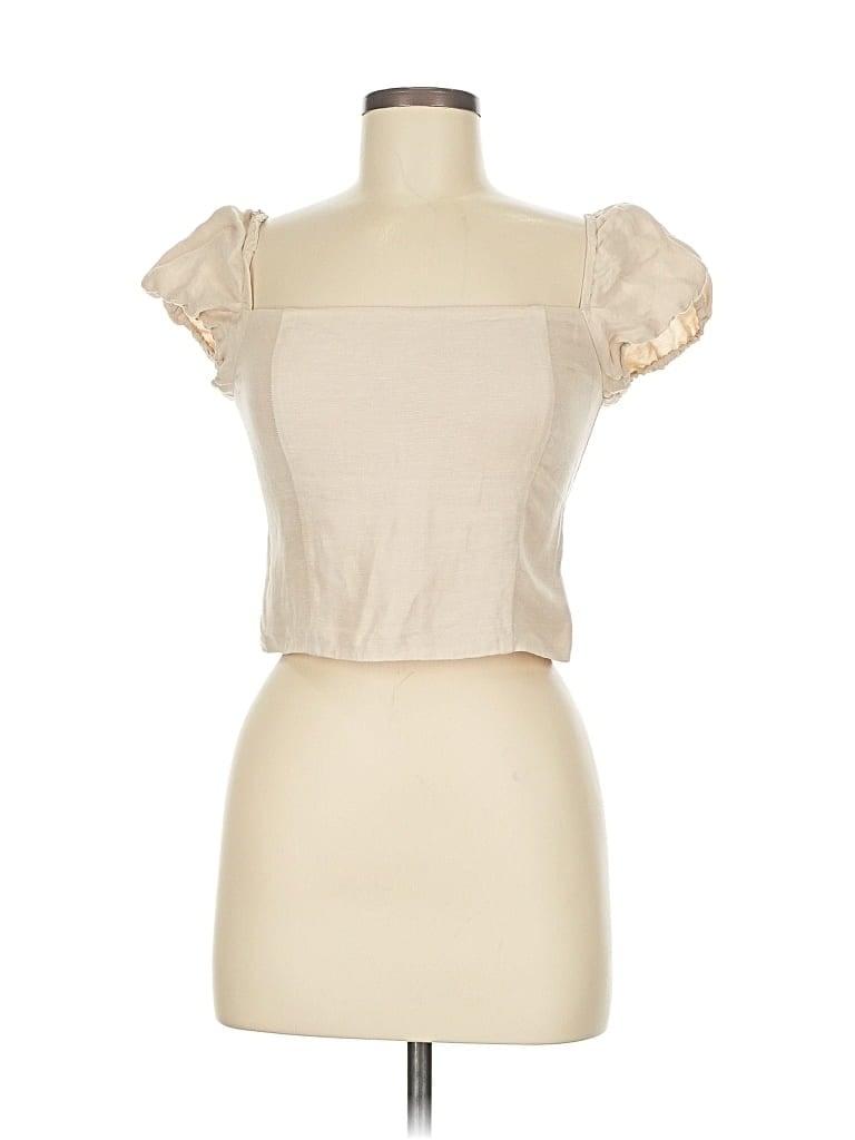 Pre-owned Unbranded Short Sleeve Blouse In White