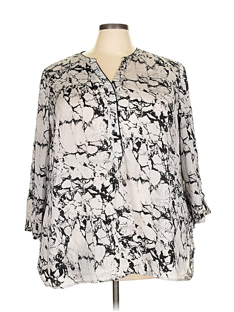 Pre-owned Cato 3/4 Sleeve Blouse In Gray