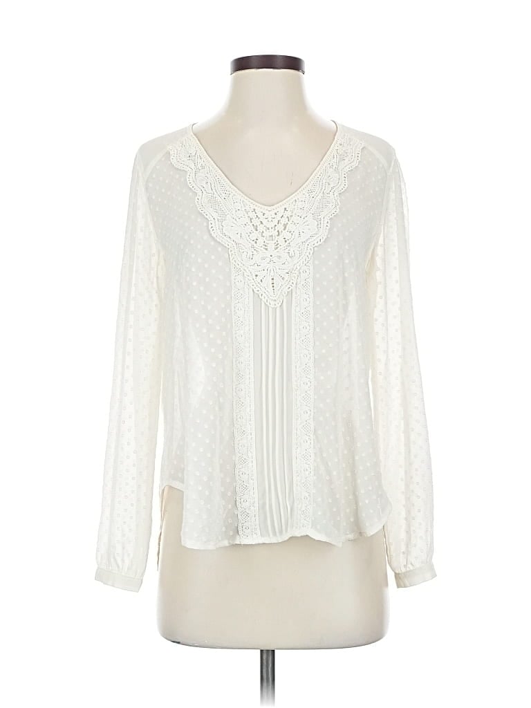 Pre-owned Astr Long Sleeve Blouse In White