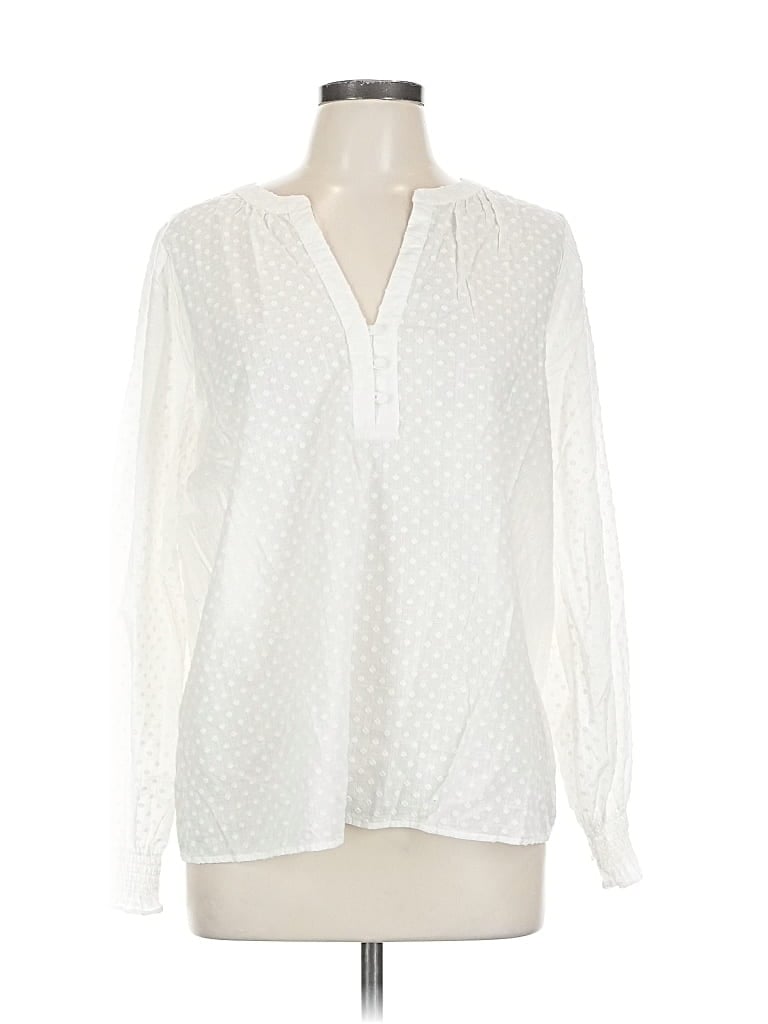 Pre-owned Ann Taylor Loft Long Sleeve Blouse In White