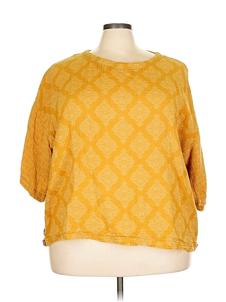 Pre-owned Purejill 3/4 Sleeve Blouse In Yellow