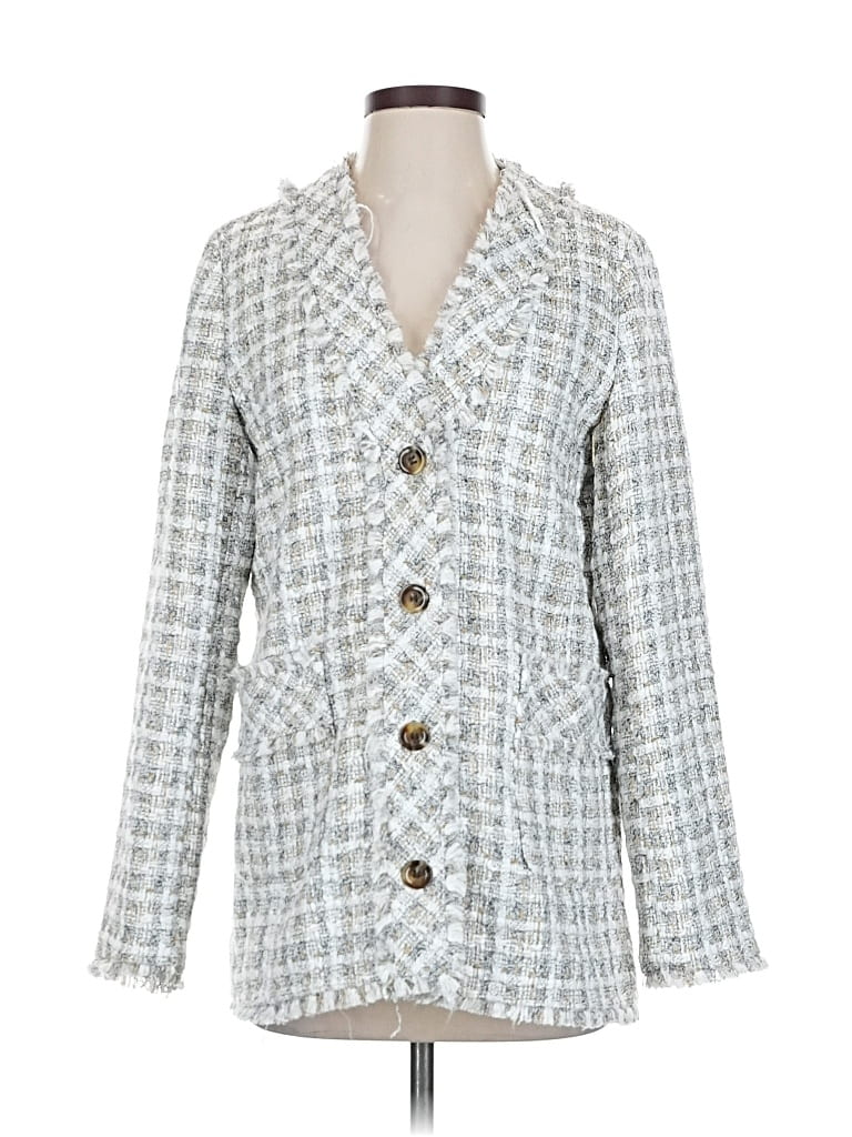 Pre-owned Ann Taylor Blazer Jacket In Gray