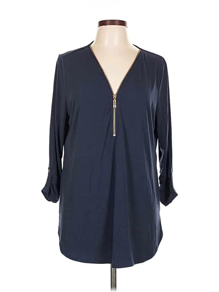 Click to view more detailed imagery on our partner's website Pre-owned Jm Collection 3/4 Sleeve Blouse In Blue
