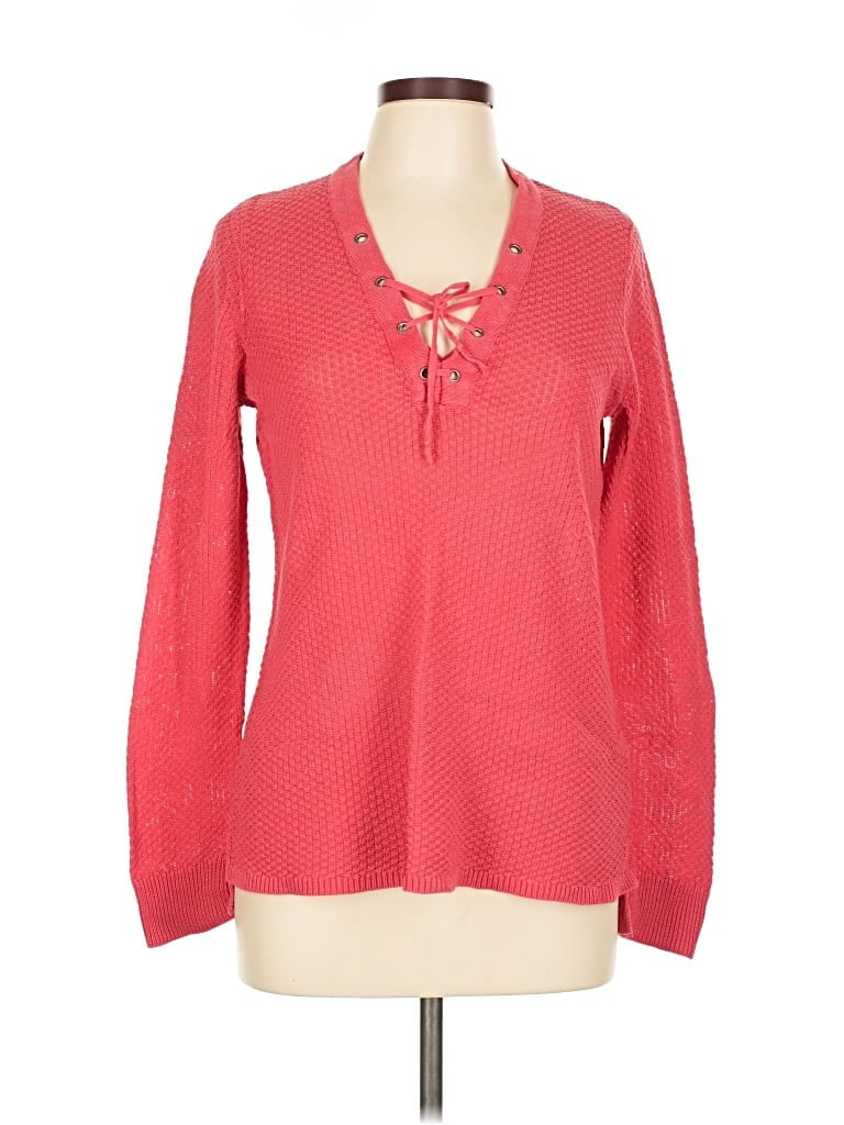 Pre-owned Chaps Long Sleeve Blouse In Red