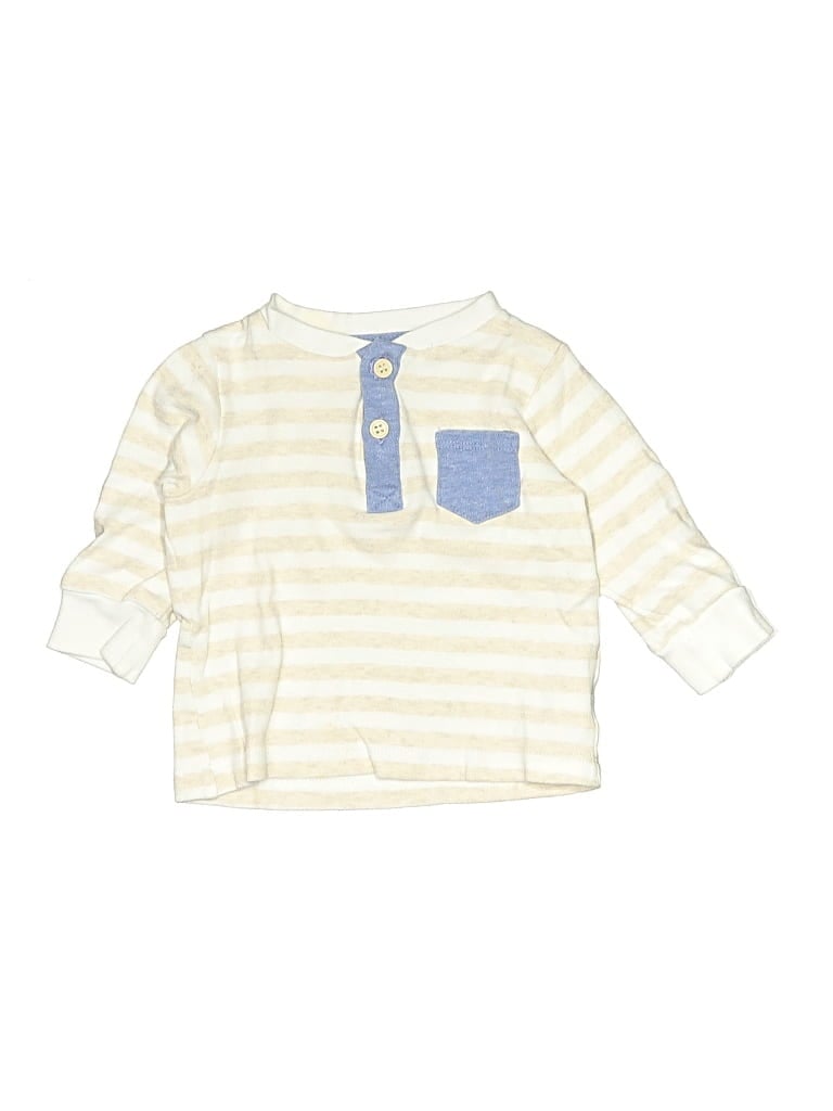 Pre-owned Isaac Mizrahi Babies' Long Sleeve Henley Shirt In White