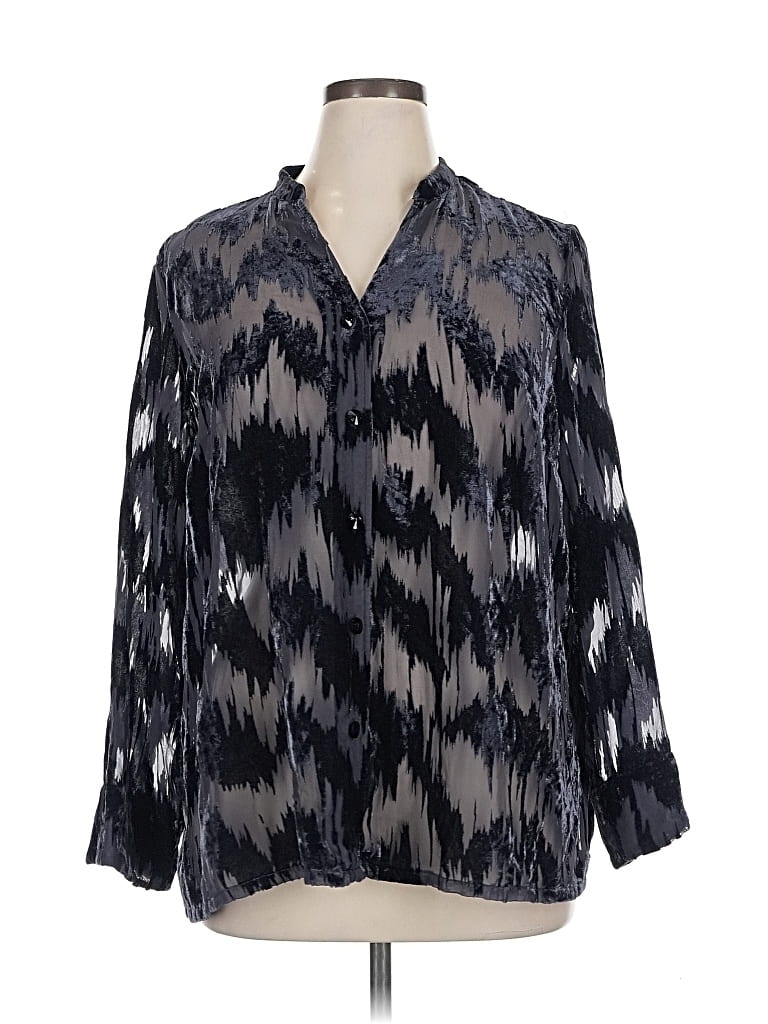 Pre-owned Cj Banks 3/4 Sleeve Blouse In Silver