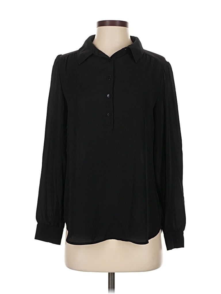 Pre-owned 14th & Union Long Sleeve Blouse In Black