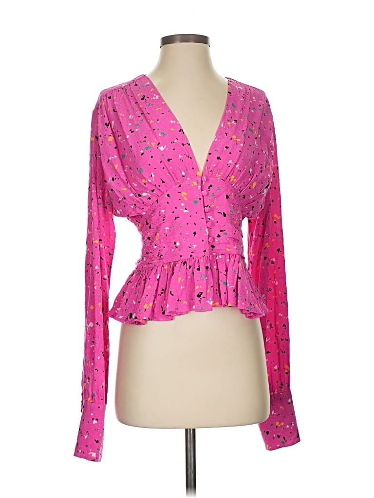Pre-owned Rotate Birger Christensen Long Sleeve Blouse In Pink
